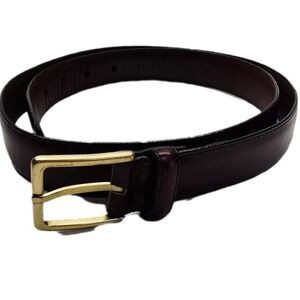 Brighton Brown Leather Belt Gold Buckle Burgundy Dress‎ Belt 42 1" Wide Made USA